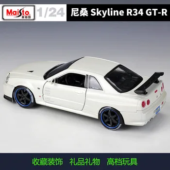 Maisto 1:24 Nissan Skyline GT-R R34 modificētu versiju sakausējuma auto modeļa simulācijas auto dekorēšana kolekcija dāvanu rotaļlietas
