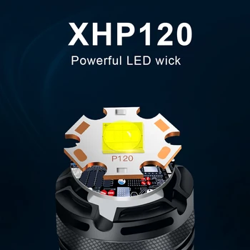 Super Spilgti XHP120 Lukturīti Spēcīgs Lāpu, USB Uzlādējams LED Rokas Lampas Lāpu 26650/18650 Tālummaiņas XHP50 Taktisko Flash Gaismas