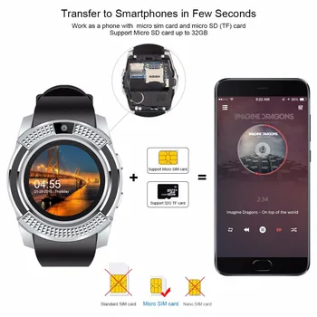 Smart Skatīties V8 Vīriešiem Bluetooth Sporta Pulksteņi Touch Screen Pulksteņi Smartwatch ar Kameru, Sim Kartes Slots Android Tālrunis PK DZ09 Y1 A1