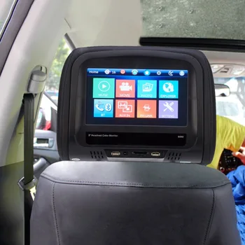 8 collu Auto Pagalvi Monitors MP4/MP5 Auto Spilvena Monitoru Atbalsts, Bluetooth, IS FM ar skārienekrānu