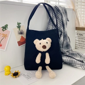 Cute bear, soma sieviešu 2020. gadam jauna tendence vasaras savvaļas studentu messenger auduma maisiņu liela jauda, viena-pleca audekls maiss