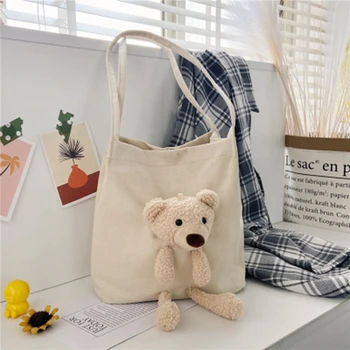 Cute bear, soma sieviešu 2020. gadam jauna tendence vasaras savvaļas studentu messenger auduma maisiņu liela jauda, viena-pleca audekls maiss