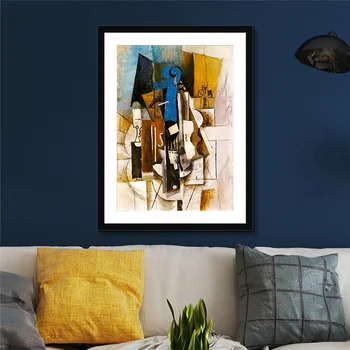 Gleznu Audekla Vijole Ar Pikaso Anotācija Plakāti Un Izdrukas Sienas Art Attēlus Dzīvojamā Istabā, Guļamistabā, Mājas Apdare