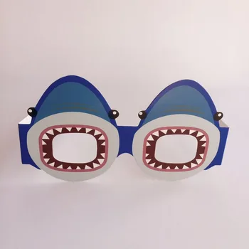 12pcs/komplekts Zilā Okeāna Haizivs Papīra Brilles, Maskas Photo Booth Aksesuārus Bērniem Dzimšanas dienas ballīti Apdare Photobooth Aksesuārus, Rotaļlietas Bērniem