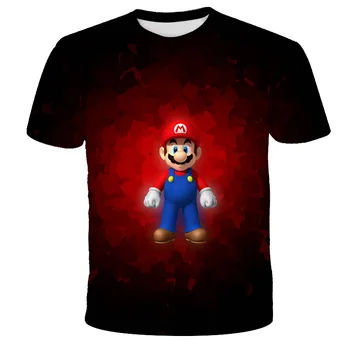 Mario 3D jaunu krāsu krāsotas vīriešu krekls 3D iespiests T-krekls ar apaļu kakla modes T-krekls, vīriešu un sieviešu T-krekls, karikatūra T-shir
