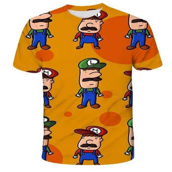Mario 3D jaunu krāsu krāsotas vīriešu krekls 3D iespiests T-krekls ar apaļu kakla modes T-krekls, vīriešu un sieviešu T-krekls, karikatūra T-shir