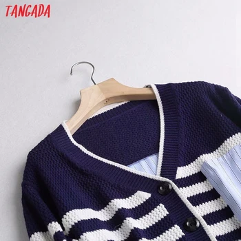 Tangada sieviešu raibs svītraina jaka vintage džemperis 