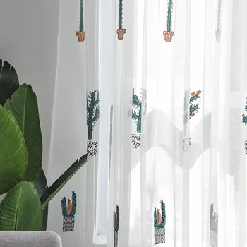 Modernā Stilā Kaktuss Tilla Aizkari Bērnu Guļamistabām Logu Ārstēšanu Milzīgais par viesistaba Gatavo Pielāgošana S289&C