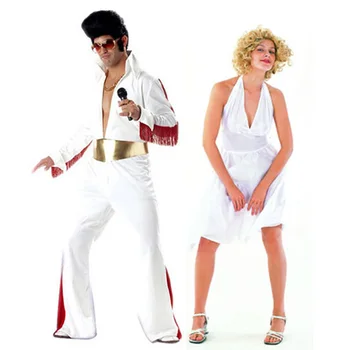 Cosplay Kostīmi Helovīna Kostīms Puse Apģērbu Dziedātāja Baltu Apģērbu Pieaugušo Elviss Preslijs Apģērbu Merilina Monro Cos Kleitas