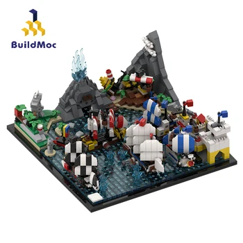 BuildMoc Radītājs Pirātu Kuģa Nosaka Sala Arhitektūras Ideju Māja Pilsētas Celtniecības Bloki, Ķieģeļi Radītājs Ekspertu Rotaļlietas Bērniem