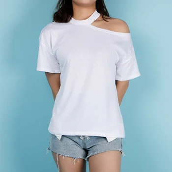 Sievietēm Viena Pleca, Pavada, T-krekli ar Īsām Piedurknēm, Sieviešu T-krekls Balts 2020. Gada Vasaras Gadījuma Modes Dāmas Topi Lielgabarīta Jauns Dizains