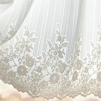 Eiropas Baltās mežģīņu un tilla Aizkari milzīgais par viesistaba, guļamistaba logu luksusa ziedu aizkaru drapērijas