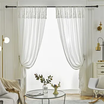 Eiropas Baltās mežģīņu un tilla Aizkari milzīgais par viesistaba, guļamistaba logu luksusa ziedu aizkaru drapērijas