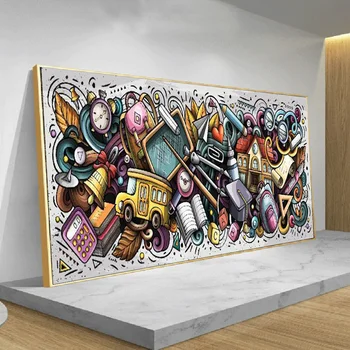 Karikatūra grafiti mākslas audekls banner krāsošana sienas anotācija plakāti un izdrukas par dzīves telpu dekorēšana home apdare bildes