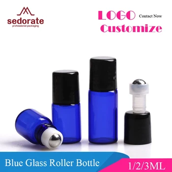 Sedorate 50 gab./Daudz Zila Stikla Pudeles Mini Stikla Pudelīte 1 ML 2 ML 3ML Tērauda Rullīšu Aizkorķē Pudeli Ēteriskās Eļļas Pudeli LZ022