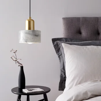 Ziemeļvalstu ins vienu galvu nelielu kulonu lampas guļamistabas gultas lampa radošo luksusa marmora kulons spuldzes E27 110V, 220V 230V