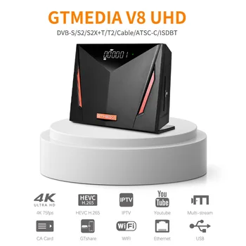 Jaunākās Gtmedia V8 UHD Satelīta Dekoderi H. 265 4K Iebūvēts Wifi Atbalstu, T2-MI H. 265 DVB-S/S2/S2X+T/T2/Kabeļa NEVIENS App Iekļauts
