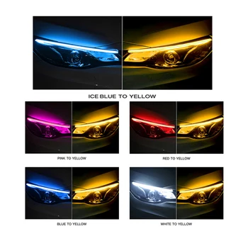 2 x Universal dienas gaitas lukturi Auto Caurule, LED Sloksnes Dienas Gaitas Lukturi Ūdensnecaurlaidīga Elastīga Ultra Plānas Gaismas guide