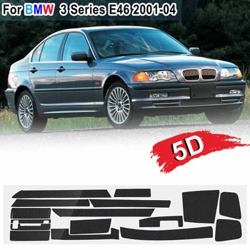 18pcs RHD 5D Spīdīgs/ 3D Matēts Oglekļa Šķiedras Raksts, Interjera Uzlīmes, Vinila Decal Apdare BMW 3 Sērija E46 2001. - 2004. gadā