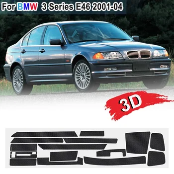 18pcs RHD 5D Spīdīgs/ 3D Matēts Oglekļa Šķiedras Raksts, Interjera Uzlīmes, Vinila Decal Apdare BMW 3 Sērija E46 2001. - 2004. gadā