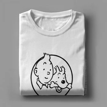 TinTin Piedzīvojumi Tintin T Krekls Vīriešiem No Kokvilnas Smieklīgi, T Krekli Apkalpes Kakla Tee Krekls Ar Īsām Piedurknēm Vasaras Apģērbs