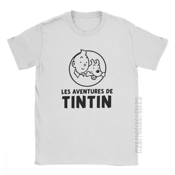 TinTin Piedzīvojumi Tintin T Krekls Vīriešiem No Kokvilnas Smieklīgi, T Krekli Apkalpes Kakla Tee Krekls Ar Īsām Piedurknēm Vasaras Apģērbs