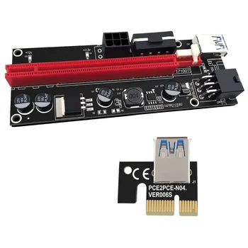 6pcs PCIE Stāvvadu 1X, lai 16X Grafikas Paplašinājumu GPU Ieguves Powered Stāvvadu Adaptera Karti, 60cm USB 3.0 Kabeli, VER009S