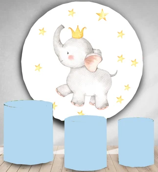 Apļa fona, apaļi fona Akvarelis zilonis dzimšanas dienas svinības apdare baby dušas konfektes deserta galda segums YY-99