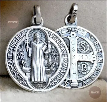 S925 sudraba eksorcisms Svētā Benedikta vīriešiem un sievietēm kulons amulets
