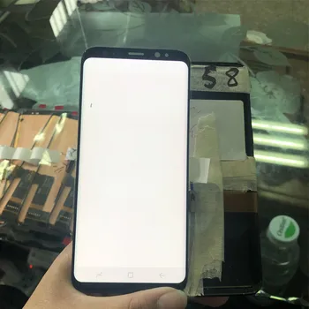 S8 Displejs SAMSUNG Galaxy S8 Ekrānu Nomaiņa LCD Touch Digitizer Montāža G950F G950 ar RĀMI burn-ēnu dead pixel