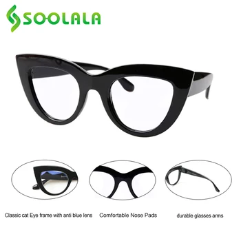 SOOLALA 4gab Cat Eye Zilā Gaisma Brilles Sievietēm Aizsardzības Spēļu Datoru Brilles Anti Blue Ray Optiskās Brilles Rāmis