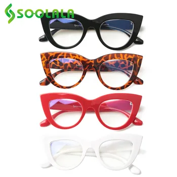 SOOLALA 4gab Cat Eye Zilā Gaisma Brilles Sievietēm Aizsardzības Spēļu Datoru Brilles Anti Blue Ray Optiskās Brilles Rāmis