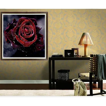 LaoJieYuan romantisks rožu Rhinestone cross stitch kārta sveķu laukumā mozaīkas izšuvumi mājas dekoru bez rāmja