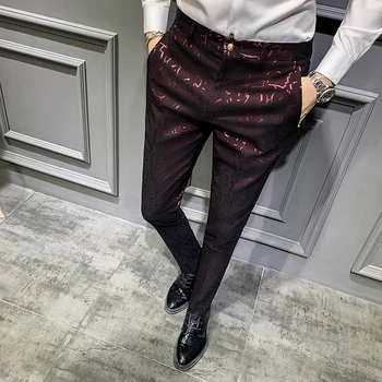 2020. gada Pavasara Vīriešu Uzvalku Bikses Žakarda Gadījuma Vīriešu Sociālo Bikses Līgavainis Kāzu Bikses Vīriešu Biroja Oficiālu Slim Bikses Pantalon