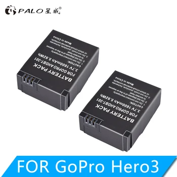 2gab 3,7 v 1600mAh akku Go Pro hero 3/3 + akumulators AHDBT-301 AHDBT301 AHDBT-201, par gopro HERO3 gopro3 3 + daļas, vairumtirdzniecība