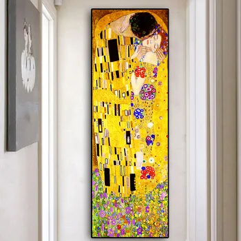 5D Dimanta Glezniecības Klasisko Mākslinieka Gustava Klimta skūpsts Kvadrātveida, Apaļas Dimanta urbšanas Izšuvumi Attēlu Cross stitch Pilna urbšana
