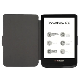 Pocketbook 632 Touch HD 3 eReader flip TPU Soft shell vāka Modeli PB 632 ebook ultra slim Gadījumā magnētiskā aizdare gadījumā