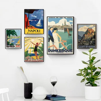 Kanvas Glezna Vintage izdrukas Ainavu Retro Sienas Art Pictures Plakātu melnā un baltā Izdrukas Dzīvojamā Istaba Mūsdienu mājas dekoru