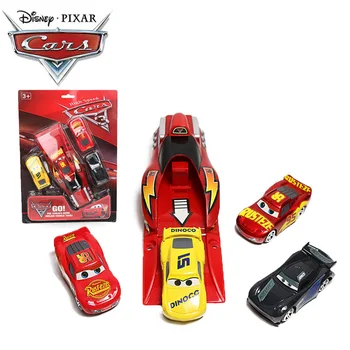 Iepakojumā 5 Disney Pixar Automašīnām, 3 Rotaļlietas, ātrgaitas Zibens McQueen Jackson Vētra Dinoco Mack Tēvocis Truck 1:55 Lējumiem ABS Automašīnas Modeli