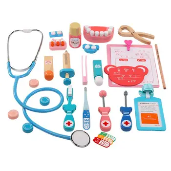 Rotaļlietas Bērniem Meitene Zēns Bērniem Izlikties, Spēlēt Koksnes Ārsts Rotaļlietas Red Medicīniskās palīdzības Komplekts, Zobārsts, Medicīnas Kastes Komplekti, Auduma Maisiņu Iepakojuma Spēles