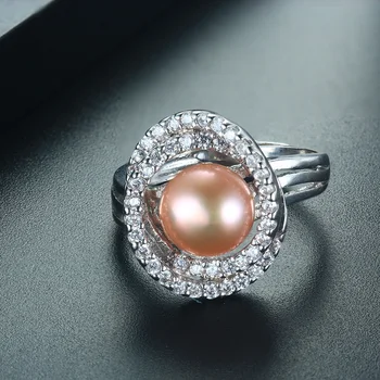 Cauuev reāla saldūdens pērļu gredzens sievietēm 925 sterling sudraba regulējams gredzens lielo izmēru 10mm AAAA dabas pērļu rotaslietas