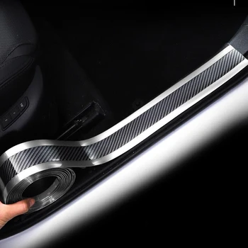 3D auto oglekļa šķiedras durvju aizsardzība uzlīme slieksni aizsardzības uzlīme automašīnas buferi anti-scratch chrome spilgti lentes