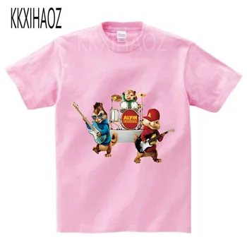 Ar chipmunk print T-krekls Bērnu vasaras īsām piedurknēm augstas kvalitātes Elpojošs multiplikācijas filmu topi Tee zēni meitenes t krekls drēbes