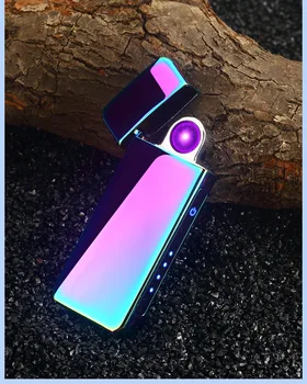 Jauno Rotācijas Elektriskā USB Vieglāks Pretvēja Plazmas Cigarešu Smēķēšana Dual Loka Šķiltavas Ar LED Displeju Sīkrīkus Par Vīriešiem