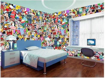 Pielāgotus foto tapetes, 3d sienu gleznojumi tapetes, Karikatūra dzīvnieku grafiti sienas bērnu istabas fona wall papers mājas dekoru