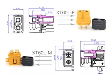 Montējams XT60 Plug XT60L Akumulatora Savienotāju, Vīriešu/Sieviešu XT60L-M/F Adapteri F RC Modeļa Lādētāju Kontrolieris Elektriskie Iekrāvēji
