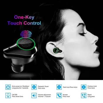 T10 TWS Bluetooth 5.0 Austiņas Touch HD trokšņa Samazināšanas Bezvadu Austiņas Stereo Sporta Ūdensizturīgs Earbuds Austiņas Ar MiC