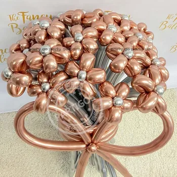 50gab Burvju Ilgi, Metāla Baloni DIY Rose Gold Chrome Vīšanas Sloksnes Bumbu Selfmade Zieda Forma Valentīndienas Dāvanas Kāzu Dekori