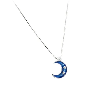 Vienīgais Atmiņas Blue Moon Zvaigznes Pilienu Glazūru Gudrs 925 Sterling Sudraba Clavicle Ķēdes Sieviešu Kaklarota SNE528
