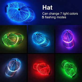 Ir 2021. New Augstas Kvalitātes Regulēšana Beisbola Cepure Modes Gaismu izstarojošās LED Optiskās Šķiedras Kluba Unisex Dīvainas lietas